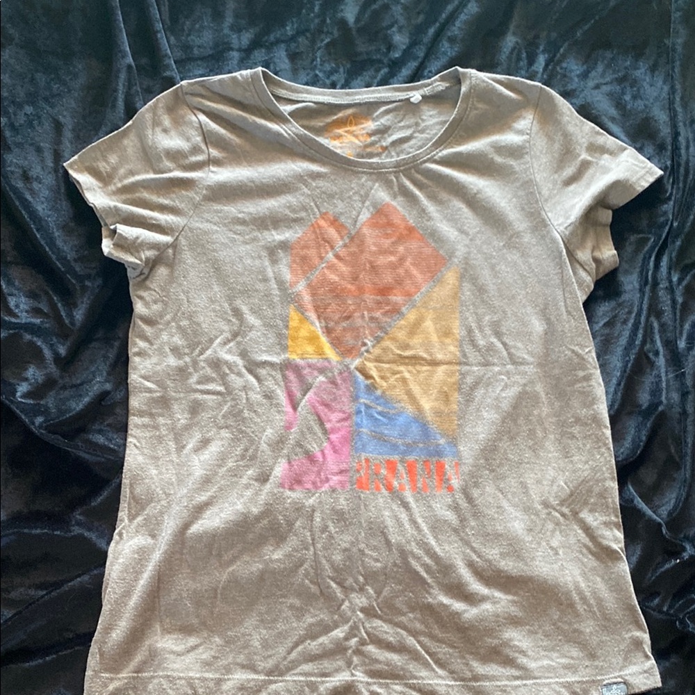 Prana Charcoal Tee with Mustard Logo